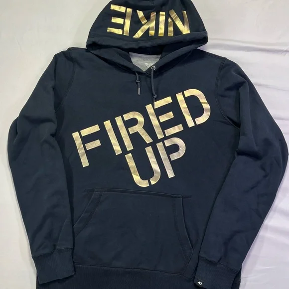 Nike Black Hoodie with Gold 'Fired Up' Design - Picture 2 of 6